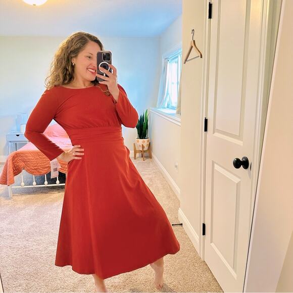 NWT Julia Jordan Burnt Orange Long Sleeve Maxi Dress 2 - Picture 1 of 12